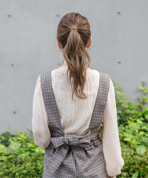 flower(フラワー)の「チェックリボンビスチェ(シャツ/ブラウス・レディース・ブラウン/ベージュ・FREE)」の8枚目の写真