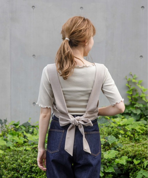 flower(フラワー)の「チェックリボンビスチェ(シャツ/ブラウス・レディース・ブラウン/ベージュ・FREE)」の20枚目の写真