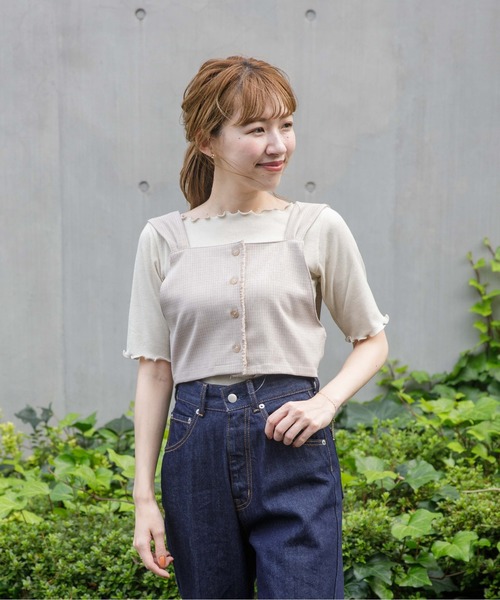 flower(フラワー)の「チェックリボンビスチェ(シャツ/ブラウス・レディース・ブラウン/ベージュ・FREE)」の17枚目の写真