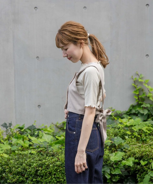 flower(フラワー)の「チェックリボンビスチェ(シャツ/ブラウス・レディース・ブラウン/ベージュ・FREE)」の21枚目の写真