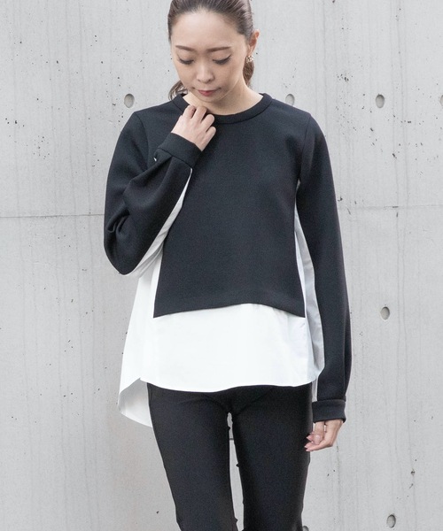 La SRIC（ラスリック）の「La SRIC / ダンボールシャツドッキングプルオーバー（Tシャツ/カットソー・レディース・グレー系その他/ブラック・38）」の2枚目の写真