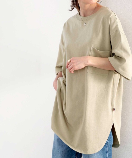 classicalelf（クラシカルエルフ）の「綿100％USAコットン　オーバーサイズTシャツ（Tシャツ/カットソー・レディース・グレイッシュベージュ/ブルー/ホワイト/ブラック/ベージュ/グレー系その他・X-LARGE/XX-LARGE/MEDIUM/LARGE/SMALL）」の17枚目の写真