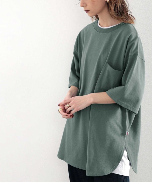 classicalelf（クラシカルエルフ）の「綿100％USAコットン　オーバーサイズTシャツ（Tシャツ/カットソー・レディース・グレイッシュベージュ/ブルー/ホワイト/ブラック/ベージュ/グレー系その他・X-LARGE/XX-LARGE/MEDIUM/LARGE/SMALL）」の21枚目の写真