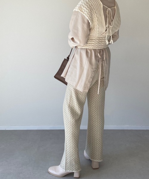 y/m by misato(イムバイミサト)の「アクリルジャガードストレートパンツ(その他パンツ・レディース・ベージュ/オフホワイト・FREE)」の5枚目の写真