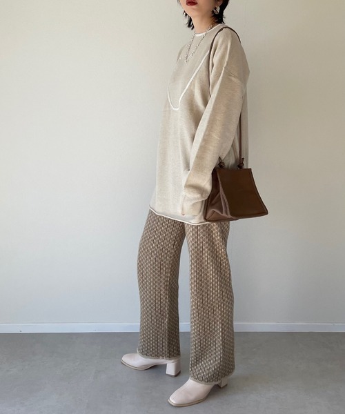 y/m by misato(イムバイミサト)の「アクリルジャガードストレートパンツ(その他パンツ・レディース・ベージュ/オフホワイト・FREE)」の10枚目の写真