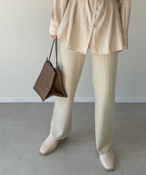 y/m by misato(イムバイミサト)の「アクリルジャガードストレートパンツ(その他パンツ・レディース・ベージュ/オフホワイト・FREE)」の8枚目の写真