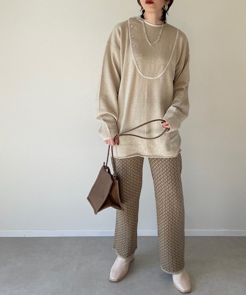 y/m by misato(イムバイミサト)の「アクリルジャガードストレートパンツ(その他パンツ・レディース・ベージュ/オフホワイト・FREE)」の13枚目の写真