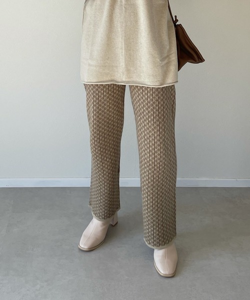 y/m by misato(イムバイミサト)の「アクリルジャガードストレートパンツ(その他パンツ・レディース・ベージュ/オフホワイト・FREE)」の14枚目の写真