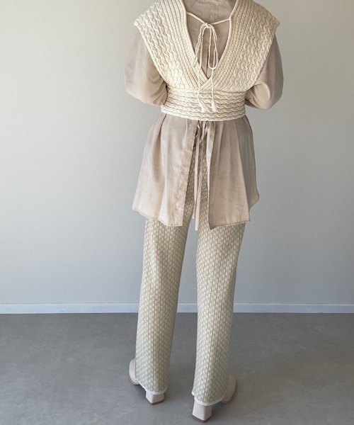 y/m by misato(イムバイミサト)の「アクリルジャガードストレートパンツ(その他パンツ・レディース・ベージュ/オフホワイト・FREE)」の7枚目の写真