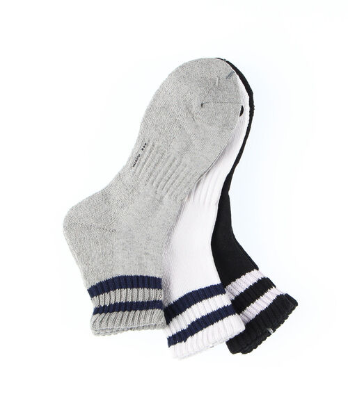 GLOSTER（グロスター）の「3P クォーターソックス（ソックス/靴下・メンズ・ホワイト/ブラック/レインボー・FREE）」の2枚目の写真