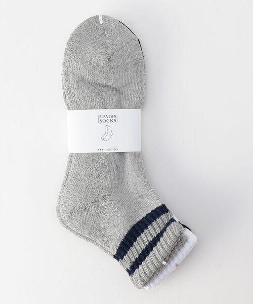 GLOSTER（グロスター）の「3P クォーターソックス（ソックス/靴下・メンズ・ホワイト/ブラック/レインボー・FREE）」の9枚目の写真