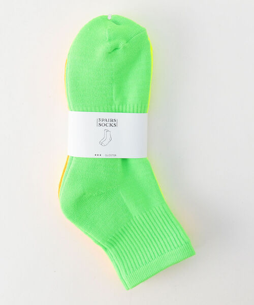 GLOSTER（グロスター）の「3P クォーターソックス（ソックス/靴下・メンズ・ホワイト/ブラック/レインボー・FREE）」の10枚目の写真