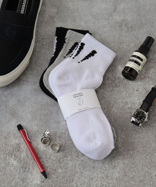 GLOSTER（グロスター）の「3P クォーターソックス（ソックス/靴下・メンズ・ホワイト/ブラック/レインボー・FREE）」の17枚目の写真