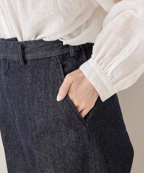 PUAL CE CIN（ピュアルセシン）の「【Du noir】センタープレスデニムパンツ（デニムパンツ・レディース・ブラック/インディゴブルー・FREE）」の10枚目の写真