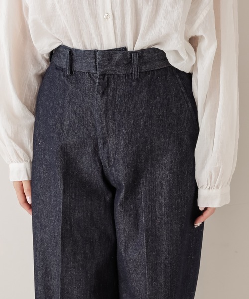 PUAL CE CIN（ピュアルセシン）の「【Du noir】センタープレスデニムパンツ（デニムパンツ・レディース・ブラック/インディゴブルー・FREE）」の6枚目の写真