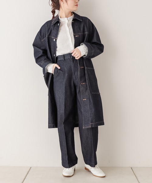 PUAL CE CIN（ピュアルセシン）の「【Du noir】センタープレスデニムパンツ（デニムパンツ・レディース・ブラック/インディゴブルー・FREE）」の4枚目の写真