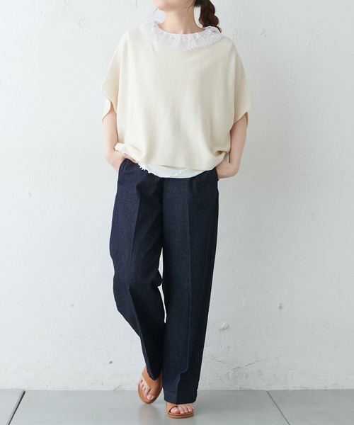 PUAL CE CIN（ピュアルセシン）の「【Du noir】センタープレスデニムパンツ（デニムパンツ・レディース・ブラック/インディゴブルー・FREE）」の20枚目の写真