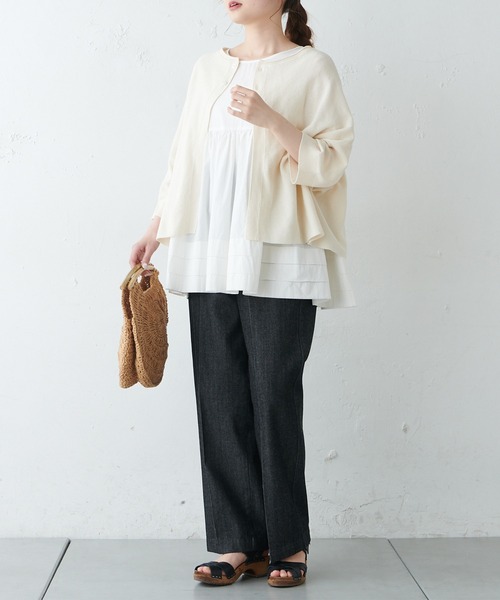 PUAL CE CIN（ピュアルセシン）の「【Du noir】センタープレスデニムパンツ（デニムパンツ・レディース・ブラック/インディゴブルー・FREE）」の5枚目の写真