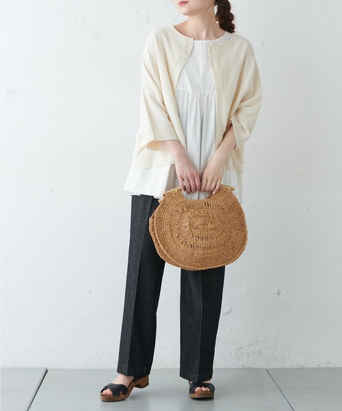 PUAL CE CIN（ピュアルセシン）の「【Du noir】センタープレスデニムパンツ（デニムパンツ・レディース・ブラック/インディゴブルー・FREE）」の9枚目の写真