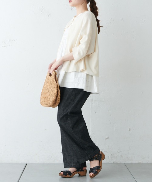 PUAL CE CIN（ピュアルセシン）の「【Du noir】センタープレスデニムパンツ（デニムパンツ・レディース・ブラック/インディゴブルー・FREE）」の13枚目の写真