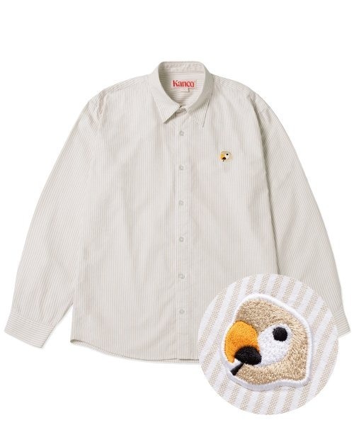 カンコ パロットワンポイントオックスフォードシャツ　男女兼用　インコ　鳥　オウム Kanco（カンコ）の「【Kanco】LOGO OXFORD SHIRT / カンコ