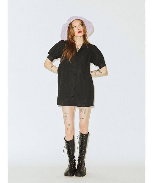 jouetie（ジュエティ）の「ボリュームスリーブミニワンピース（ワンピース・レディース・ブラック/オフホワイト/ブラウン/オレンジ・MEDIUM）」の16枚目の写真