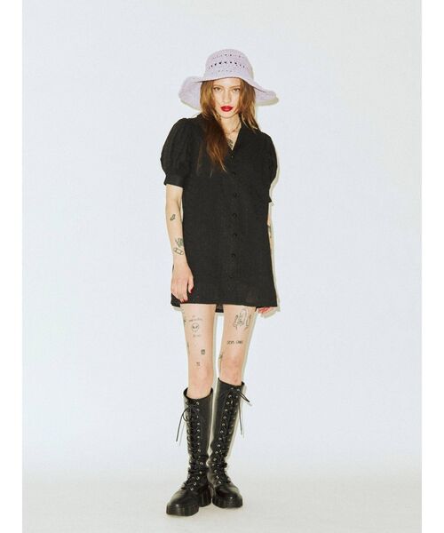 jouetie（ジュエティ）の「ボリュームスリーブミニワンピース（ワンピース・レディース・ブラック/オフホワイト/ブラウン/オレンジ・MEDIUM）」の17枚目の写真