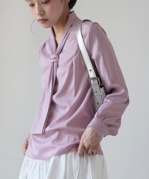 Ulysses（ユリシス）の「ボウタイブラウス（シャツ/ブラウス・レディース・ホワイト/グレー/キャメル/カーキ/ライトピンク/ブラック/イエロー・M/L）」の7枚目の写真