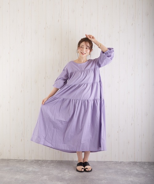 Wefst（ウェスト）の「【Wefst】60Sローンティアード2wayワンピース（ワンピース・レディース・ブラック/オフホワイト/グリーン/ラベンダー/ライトベージュ/グレイッシュベージュ・FREE）」の6枚目の写真