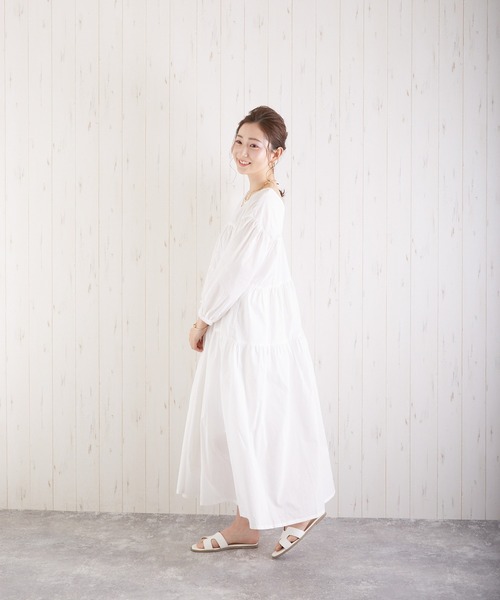 Wefst（ウェスト）の「【Wefst】60Sローンティアード2wayワンピース（ワンピース・レディース・ブラック/オフホワイト/グリーン/ラベンダー/ライトベージュ/グレイッシュベージュ・FREE）」の2枚目の写真