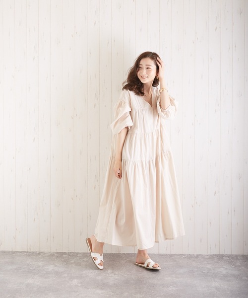 Wefst（ウェスト）の「【Wefst】60Sローンティアード2wayワンピース（ワンピース・レディース・ブラック/オフホワイト/グリーン/ラベンダー/ライトベージュ/グレイッシュベージュ・FREE）」の7枚目の写真