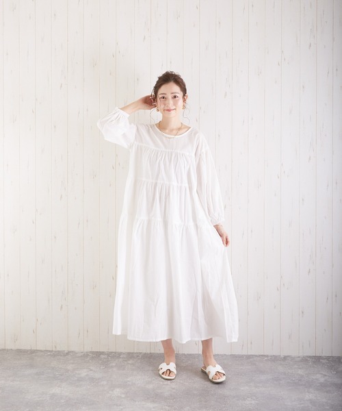 Wefst（ウェスト）の「【Wefst】60Sローンティアード2wayワンピース（ワンピース・レディース・ブラック/オフホワイト/グリーン/ラベンダー/ライトベージュ/グレイッシュベージュ・FREE）」の13枚目の写真