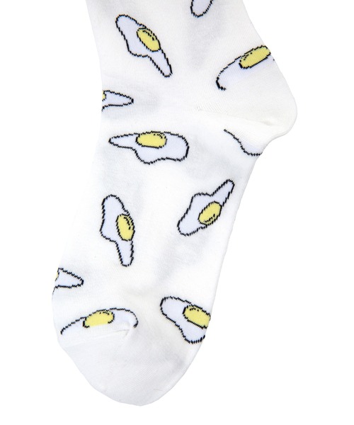 PUNYUS（プニュズ）の「目玉焼き総柄ソックス（ソックス/靴下・レディース・ホワイト/ブラック・FREE）」の5枚目の写真