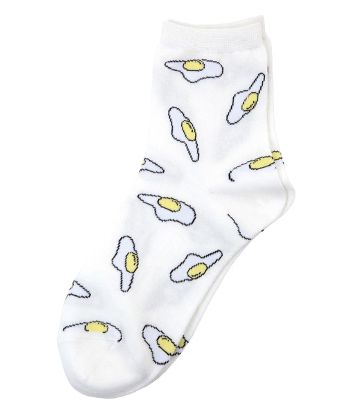 PUNYUS（プニュズ）の「目玉焼き総柄ソックス（ソックス/靴下・レディース・ホワイト/ブラック・FREE）」の6枚目の写真