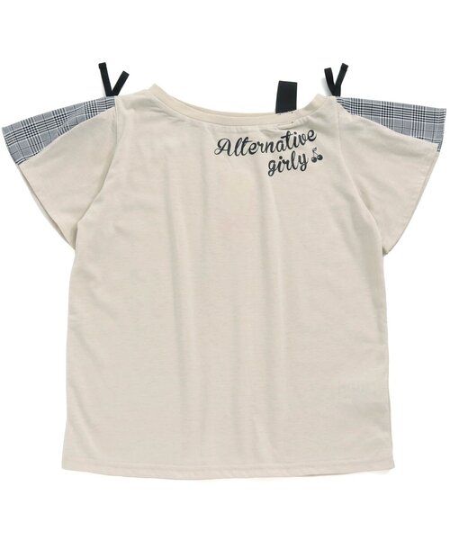 algy（アルジー）の「ワンショル風ガーリーT（Tシャツ/カットソー・キッズ・ブラック/ベージュ/オフホワイト・XXX-SMALL/X-SMALL/MEDIUM/SMALL/XX-SMALL）」の3枚目の写真