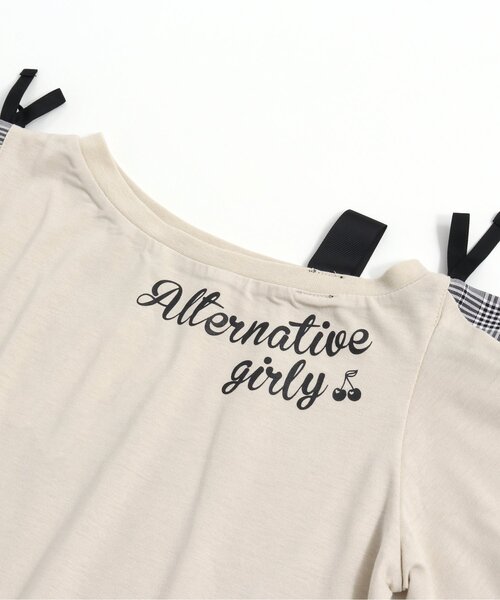algy（アルジー）の「ワンショル風ガーリーT（Tシャツ/カットソー・キッズ・ブラック/ベージュ/オフホワイト・XXX-SMALL/X-SMALL/MEDIUM/SMALL/XX-SMALL）」の8枚目の写真