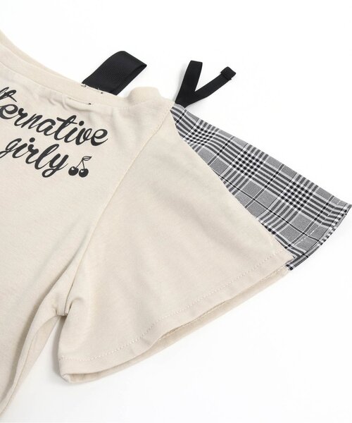 algy（アルジー）の「ワンショル風ガーリーT（Tシャツ/カットソー・キッズ・ブラック/ベージュ/オフホワイト・XXX-SMALL/X-SMALL/MEDIUM/SMALL/XX-SMALL）」の6枚目の写真