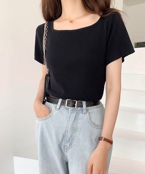 MAISON DE THERESE(メゾン ド テレーズ)の「スクエアネックハーフスリーブTシャツ(Tシャツ/カットソー・レディース・ブラック/ホワイト/イエロー・M)」の16枚目の写真