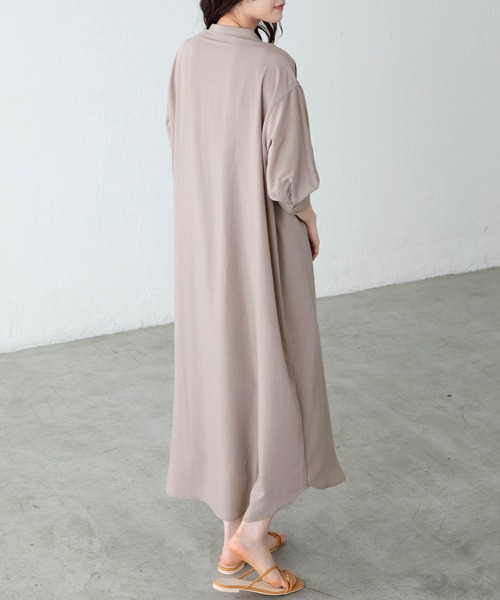 BONLECILL（ボンルシール）の「ピンタック ボザム 五分袖 シアーシャツ ワンピース（シャツワンピース・レディース・ブラック/ベージュ/オフホワイト/ライトグリーン・FREE）」の19枚目の写真