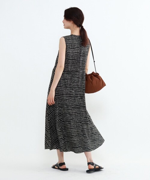 INDIVI（インディヴィ）の「◇「L」ドットボーダープリントワンピース 