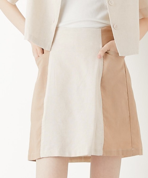 OLIVE des OLIVE（オリーブデオリーブ）の「夏マスト！setupミニスカート（スカート・レディース・ベージュ/ライトブラウン/ワンウォッシュ・FREE）」の2枚目の写真