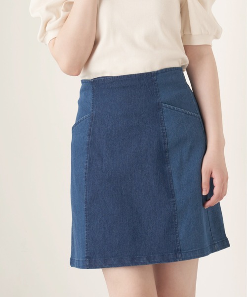 OLIVE des OLIVE（オリーブデオリーブ）の「夏マスト！setupミニスカート（スカート・レディース・ベージュ/ライトブラウン/ワンウォッシュ・FREE）」の3枚目の写真