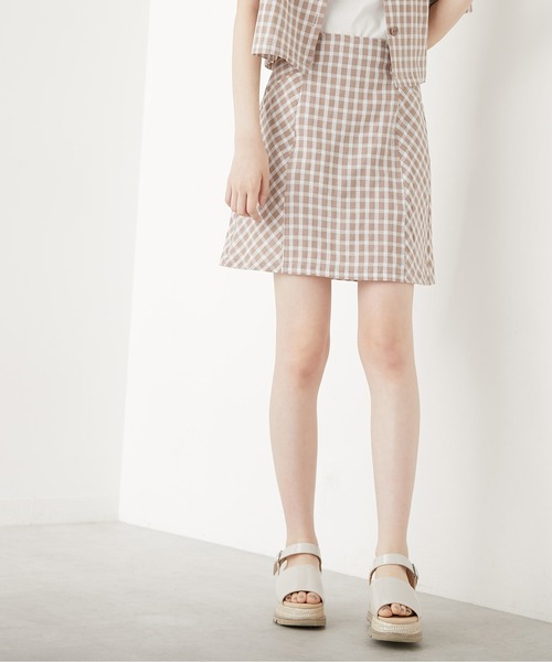 OLIVE des OLIVE（オリーブデオリーブ）の「夏マスト！setupミニスカート（スカート・レディース・ベージュ/ライトブラウン/ワンウォッシュ・FREE）」の4枚目の写真