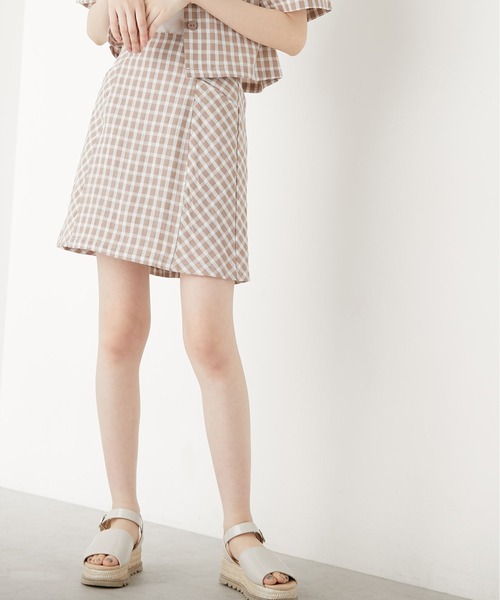 OLIVE des OLIVE（オリーブデオリーブ）の「夏マスト！setupミニスカート（スカート・レディース・ベージュ/ライトブラウン/ワンウォッシュ・FREE）」の5枚目の写真