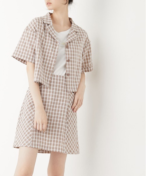 OLIVE des OLIVE（オリーブデオリーブ）の「夏マスト！setupミニスカート（スカート・レディース・ベージュ/ライトブラウン/ワンウォッシュ・FREE）」の7枚目の写真