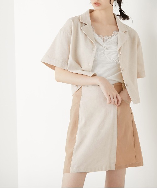 OLIVE des OLIVE（オリーブデオリーブ）の「夏マスト！setupミニスカート（スカート・レディース・ベージュ/ライトブラウン/ワンウォッシュ・FREE）」の12枚目の写真