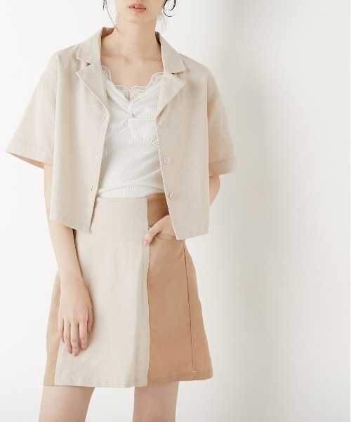 OLIVE des OLIVE（オリーブデオリーブ）の「夏マスト！setupミニスカート（スカート・レディース・ベージュ/ライトブラウン/ワンウォッシュ・FREE）」の13枚目の写真