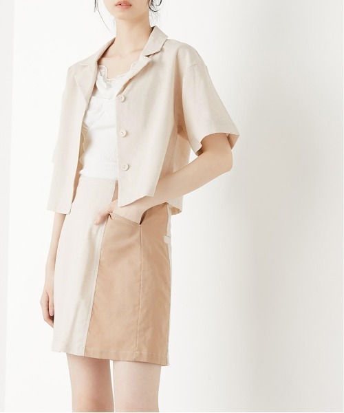 OLIVE des OLIVE（オリーブデオリーブ）の「夏マスト！setupミニスカート（スカート・レディース・ベージュ/ライトブラウン/ワンウォッシュ・FREE）」の14枚目の写真