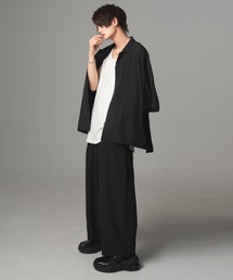 JUNRED | 【KEI×JUNRed】ドレープルーズセットアップ オープンカラーZIPシャツブルゾン＆ワイドバルーンパンツ(シャツ/ブラウス)