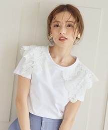 KOBE LETTUCE | レースビッグ襟付き半袖カットソーTシャツ(Tシャツ/カットソー)